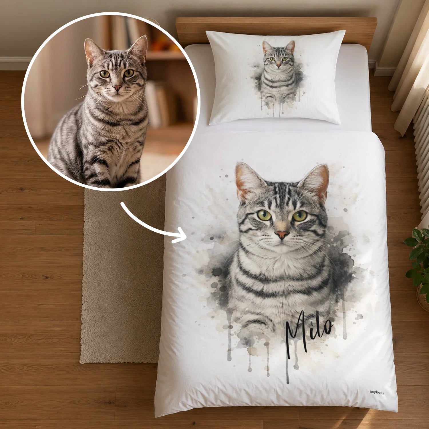 ▷ Personalisierte Bettwäsche mit Katze